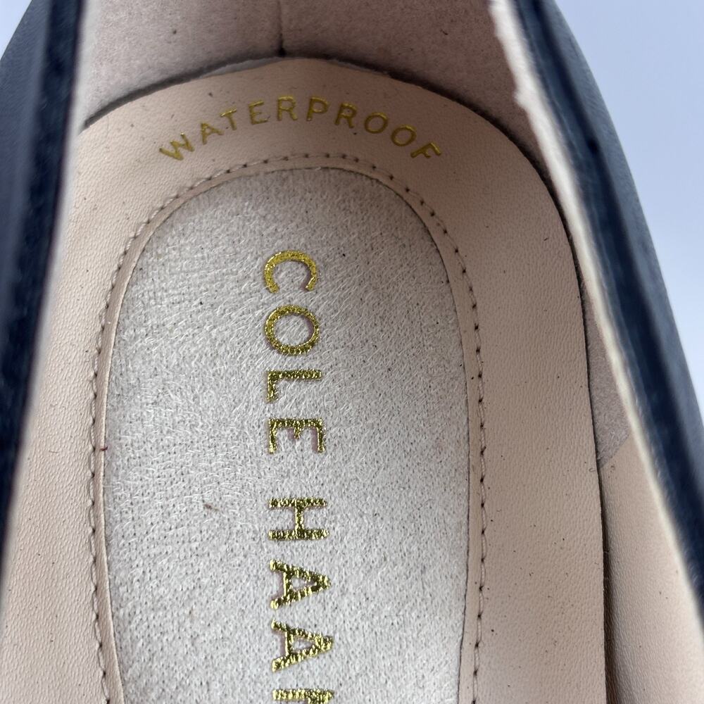 Cole Haan Go-To Women 6.5B Pump Black Leather Waterproof Cap-Toe Block Heel - Picture 9 of 9